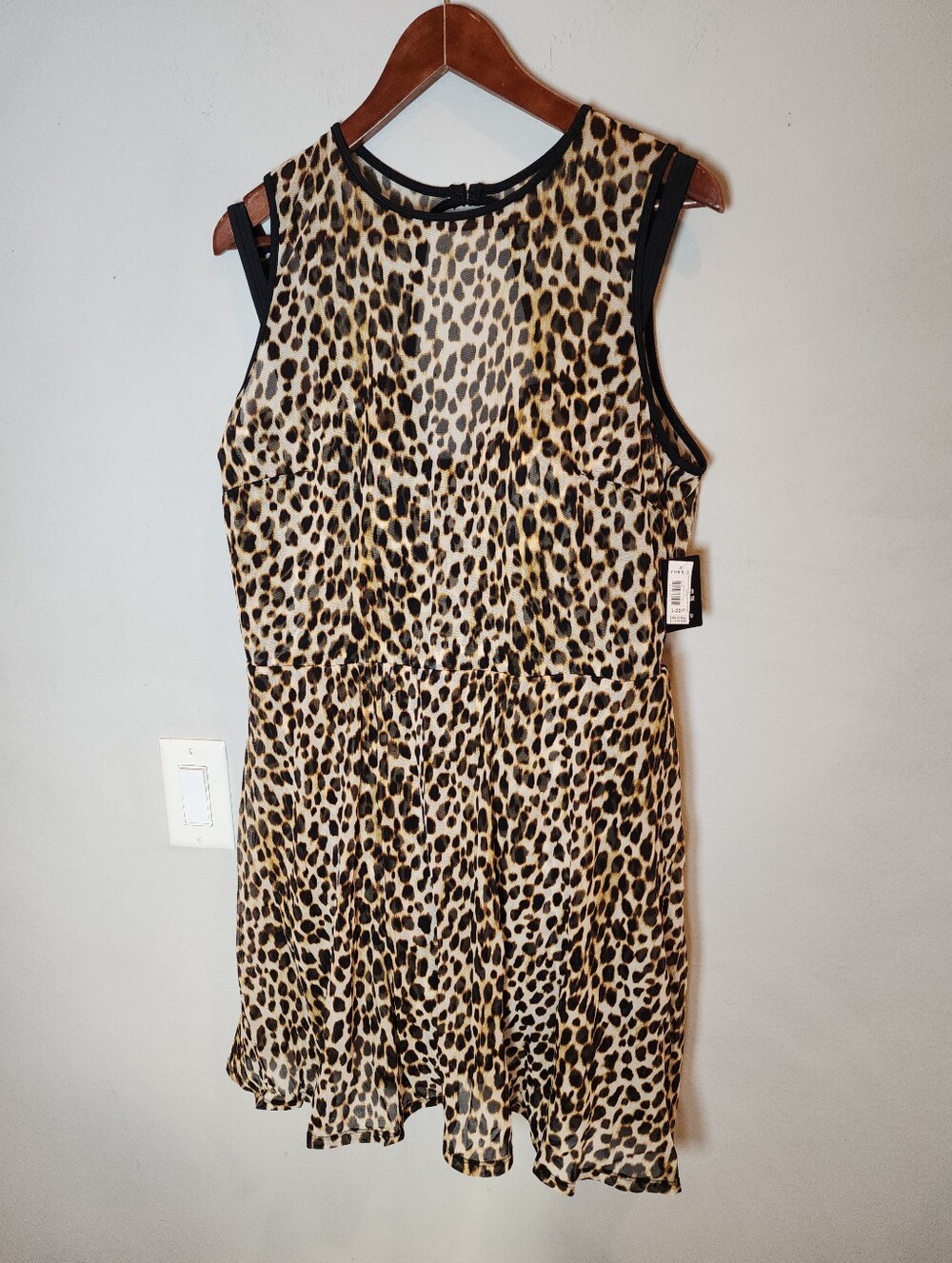 NWT Torrid Underwire Long Mesh Overlay Swim Dress With Brief Cheetah 2X DD/F